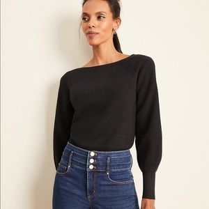 Petite Ribbed Balloon Sleeve Sweater